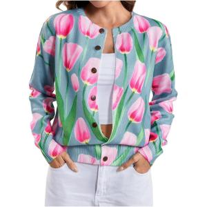 imageSOLY HUX Womens Floral Print Button Down Cardigan Sweater Lightweight Cozy Fall Outfits Trendy 2025Tulips Print