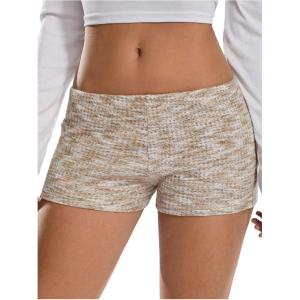 imageSOLY HUX Womens Striped Micro Shorts Y2k Knit Low Rise Booty Mini Shorts Color Block Stretchy LoungewearKhaki