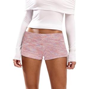 imageSOLY HUX Womens Striped Micro Shorts Y2k Knit Low Rise Booty Mini Shorts Color Block Stretchy LoungewearPink