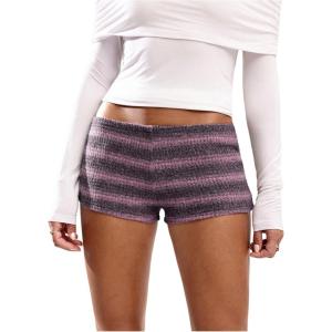 imageSOLY HUX Womens Striped Micro Shorts Y2k Knit Low Rise Booty Mini Shorts Color Block Stretchy LoungewearPink Striped