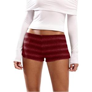 imageSOLY HUX Womens Striped Micro Shorts Y2k Knit Low Rise Booty Mini Shorts Color Block Stretchy LoungewearRed Striped