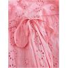 imageSOLY HUX Womens Summer Boho Skirt Eyelet Embroidery Bow Tie High Waisted A Line Flowy Vacation Long SkirtsPlain Pink