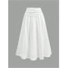 imageSOLY HUX Womens Summer Boho Skirt Eyelet Embroidery Bow Tie High Waisted A Line Flowy Vacation Long SkirtsPlain White