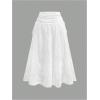 imageSOLY HUX Womens Summer Boho Skirt Eyelet Embroidery Bow Tie High Waisted A Line Flowy Vacation Long SkirtsPlain White