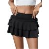 imageSOLY HUX Womens Y2K Ruffle Mini Skirt with Shorts Underneath High Waisted Tiered Skirts Coquette SkortsPlain Black