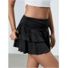 imageSOLY HUX Womens Y2K Ruffle Mini Skirt with Shorts Underneath High Waisted Tiered Skirts Coquette SkortsPlain Black