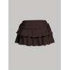imageSOLY HUX Womens Y2K Ruffle Mini Skirt with Shorts Underneath High Waisted Tiered Skirts Coquette SkortsPlain Brown