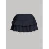 imageSOLY HUX Womens Y2K Ruffle Mini Skirt with Shorts Underneath High Waisted Tiered Skirts Coquette SkortsPlain Dark Blue