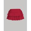 imageSOLY HUX Womens Y2K Ruffle Mini Skirt with Shorts Underneath High Waisted Tiered Skirts Coquette SkortsPlain Red