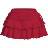 imageSOLY HUX Womens Y2K Ruffle Mini Skirt with Shorts Underneath High Waisted Tiered Skirts Coquette SkortsPlain Red