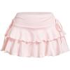imageSOLY HUX Womens Y2K Ruffle Mini Skirt with Shorts Underneath High Waisted Tiered Skirts Coquette SkortsSolid Light Pink