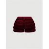 imageSOLY HUX Ruffle Shorts for Women Y2k Lolita Bloomers Elastic Waist Velvet Bottoms Festival ShortsPure Burgundy