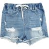 imageSOLY HUX Womens Distressed Jeans Shorts Elastic Drawstring Waist Ripped Skinny Casual Denim Shorts Plain Blue Large