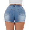 imageSOLY HUX Womens Distressed Jeans Shorts Elastic Drawstring Waist Ripped Skinny Casual Denim Shorts Plain Blue Large