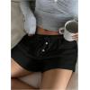 imageSOLY HUX Womens Drawstring Waist Shorts Button Elastic Low Rise Casual Summer ShortsPlain Black