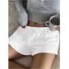 imageSOLY HUX Womens Drawstring Waist Shorts Button Elastic Low Rise Casual Summer ShortsPlain White