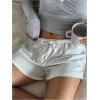 imageSOLY HUX Womens Drawstring Waist Shorts Button Elastic Low Rise Casual Summer ShortsSolid Light Grey