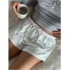 imageSOLY HUX Womens Drawstring Waist Shorts Button Elastic Low Rise Casual Summer ShortsSolid Light Grey