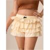 imageSOLY HUX Womens Plus Size Ruffle Bloomers Shorts Y2k Leopard Layered Lolita Pumpkin Bottoms Mini ShortsPlain Khaki