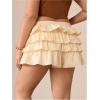 imageSOLY HUX Womens Plus Size Ruffle Bloomers Shorts Y2k Leopard Layered Lolita Pumpkin Bottoms Mini ShortsPlain Khaki