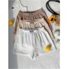 imageSOLY HUX Womens Summer Shorts 3 Packs Elastic Waist Wide Leg Casual Cotton Shorts SetsBeige White Multi