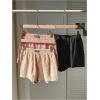 imageSOLY HUX Womens Summer Shorts 3 Packs Elastic Waist Wide Leg Casual Cotton Shorts SetsBlack Beige Pink