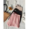 imageSOLY HUX Womens Summer Shorts 3 Packs Elastic Waist Wide Leg Casual Cotton Shorts SetsBlack Beige Pink