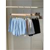 imageSOLY HUX Womens Summer Shorts 3 Packs Elastic Waist Wide Leg Casual Cotton Shorts SetsBlack Blue White