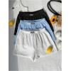 imageSOLY HUX Womens Summer Shorts 3 Packs Elastic Waist Wide Leg Casual Cotton Shorts SetsBlack Blue White
