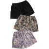 imageSOLY HUX Womens Summer Shorts 3 Packs Elastic Waist Wide Leg Casual Cotton Shorts SetsBlack Grey Camo
