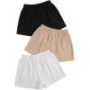 imageSOLY HUX Womens Summer Shorts 3 Packs Elastic Waist Wide Leg Casual Cotton Shorts SetsBlack Khaki White
