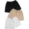 imageSOLY HUX Womens Summer Shorts 3 Packs Elastic Waist Wide Leg Casual Cotton Shorts SetsBlack Khaki White