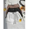 imageSOLY HUX Womens Summer Shorts 3 Packs Elastic Waist Wide Leg Casual Cotton Shorts SetsKhaki Black White