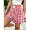 imageSOLY HUX Womens Y2k Plaid Baggy Boxer Shorts for Women Elastic Waist Casual Lounge Bottoms Gingham PajamaRed and White