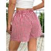 imageSOLY HUX Womens Y2k Plaid Baggy Boxer Shorts for Women Elastic Waist Casual Lounge Bottoms Gingham PajamaRed and White