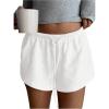 imageSOLY HUX Womens Drawstring Waist Shorts Button Elastic Low Rise Casual Summer ShortsPlain White