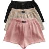 imageSOLY HUX Womens Summer Shorts 3 Packs Elastic Waist Wide Leg Casual Cotton Shorts SetsBlack Beige Pink