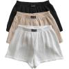 imageSOLY HUX Womens Summer Shorts 3 Packs Elastic Waist Wide Leg Casual Cotton Shorts SetsBlack Khaki White