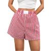 imageSOLY HUX Womens Y2k Plaid Baggy Boxer Shorts for Women Elastic Waist Casual Lounge Bottoms Gingham PajamaRed and White