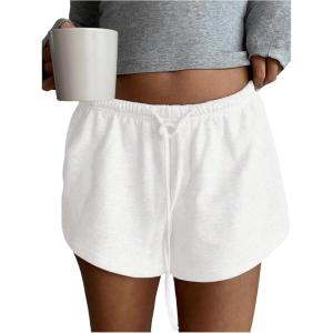 imageSOLY HUX Womens Drawstring Waist Shorts Button Elastic Low Rise Casual Summer ShortsPlain White