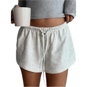imageSOLY HUX Womens Drawstring Waist Shorts Button Elastic Low Rise Casual Summer ShortsSolid Light Grey