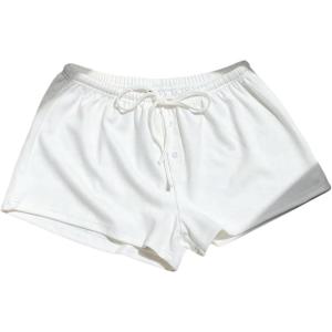 imageSOLY HUX Womens Drawstring Waist Shorts Button Elastic Low Rise Casual Summer ShortsSolid White