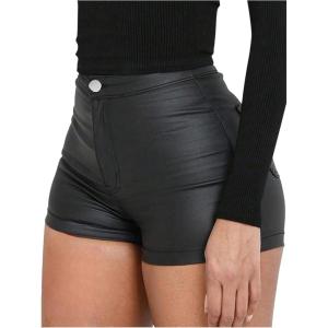 imageSOLY HUX Womens Leopard Print Mini Shorts High Waisted Y2k Streetwear Booty ShortsPlain Black