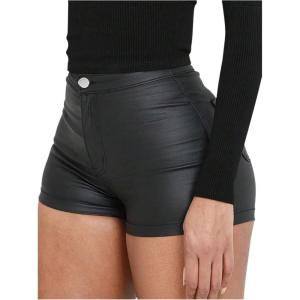 imageSOLY HUX Womens Leopard Print Mini Shorts High Waisted Y2k Streetwear Booty ShortsSolid Black
