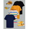 imageSOLY HUX Boys Striped T Shirts 4 Packs Short Sleeve Crew Neck Loose Fit Summer Tee TopsYellow Black Multi
