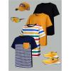 imageSOLY HUX Boys Striped T Shirts 4 Packs Short Sleeve Crew Neck Loose Fit Summer Tee TopsYellow Black Multi