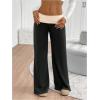 imageSOLY HUX Womens Sweatpants Color Block Low Rise Fold Over Waist Baggy Wide Leg PantsBlack and Beige