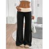 imageSOLY HUX Womens Sweatpants Color Block Low Rise Fold Over Waist Baggy Wide Leg PantsBlack and Beige