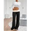 imageSOLY HUX Womens Sweatpants Color Block Low Rise Fold Over Waist Baggy Wide Leg PantsBlack and Beige
