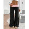 imageSOLY HUX Womens Sweatpants Color Block Low Rise Fold Over Waist Baggy Wide Leg PantsBlack and Pink